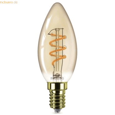 8720169191631 - Vintage led Filament Lampe ersetzt 25W E14 Kerze - B35 3W 250lm 2200K dimmbar Einerpack - yellow - Philips