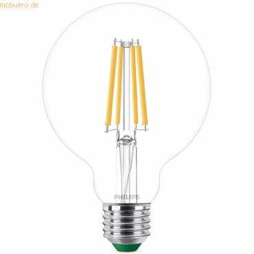 8720169202702 - Ultra Efficient led Filament Lampe ersetzt 60W E27 Globe - G95 4W 840lm 2700K Einerpack - transparent - Philips