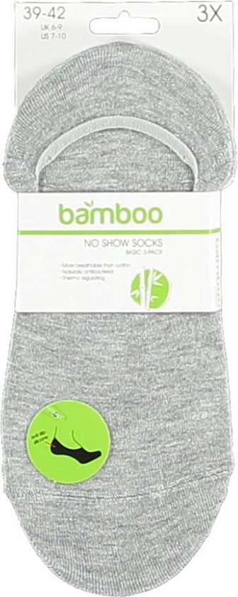 8720172196937 - No-Show Socken Basic Terry Bambus Grau 3er-Pack Mt 43-46