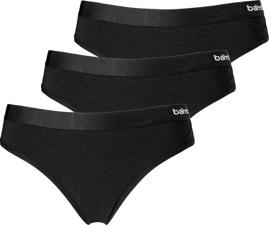 8720172638284 - Damen-Tanga Schwarz Bambus 3er-Pack - Größe XL