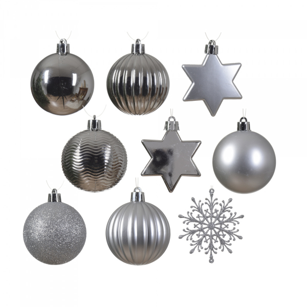 8720194244357 - DECORIS Weihnachtskugeln Mix 023922 bruchfest silber 40St 8720194244357 bv 40 Stück