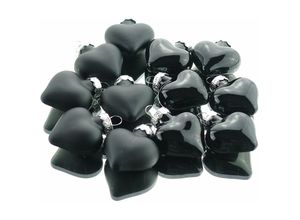 8720194515808 - - Weihnachtsanhänger Herzen Black schwarz 4 cm aus Glas - 12er Set