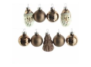 8720194515815 - - Christbaumkugeln Figuren Mix Walnussbraun aus Glas - 9er Set