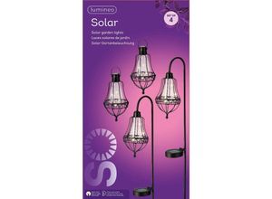 8720194536841 - Solar-Laternen Schwarz Rund ø 10 cm 4er Set - Metall - Lumineo