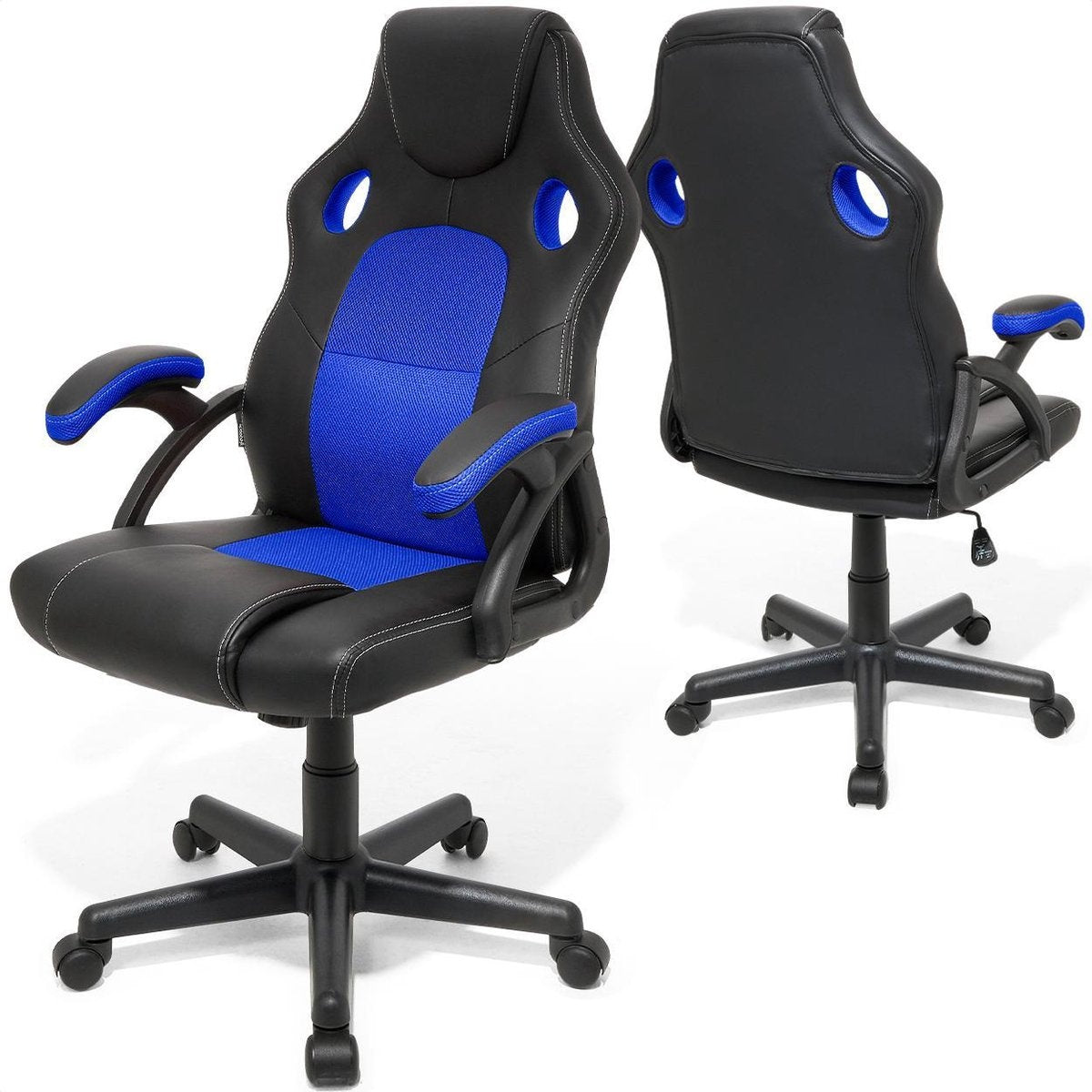 8720195251873 - Gaming Stuhl - Einstellbar - Gaming Stuhl - Kunstleder - Blau Schwarz