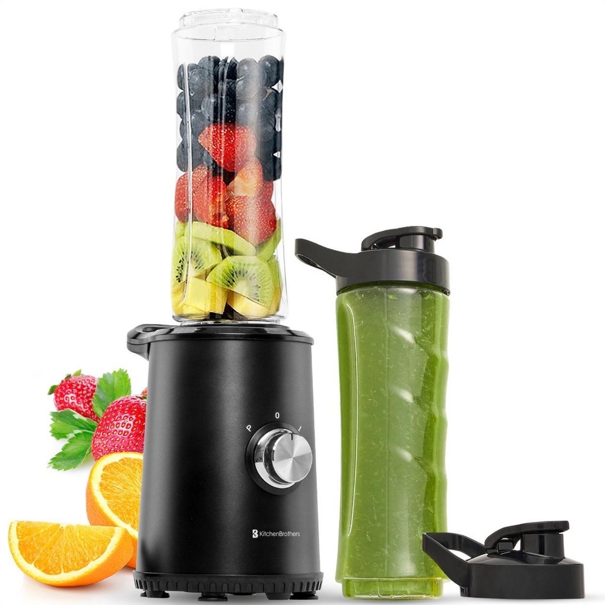 8720195252474 - Mini-Mixer - Smoothie-Maker - 2 To-Go-Behälter - 350W - Schwarz