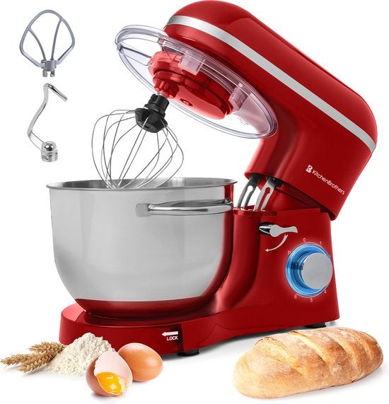 8720195252948 - Küchenmaschine - Küchenmixer mit 6L-Edelstahl-Mixschüssel - Küchenroboter - 1400W - Rot