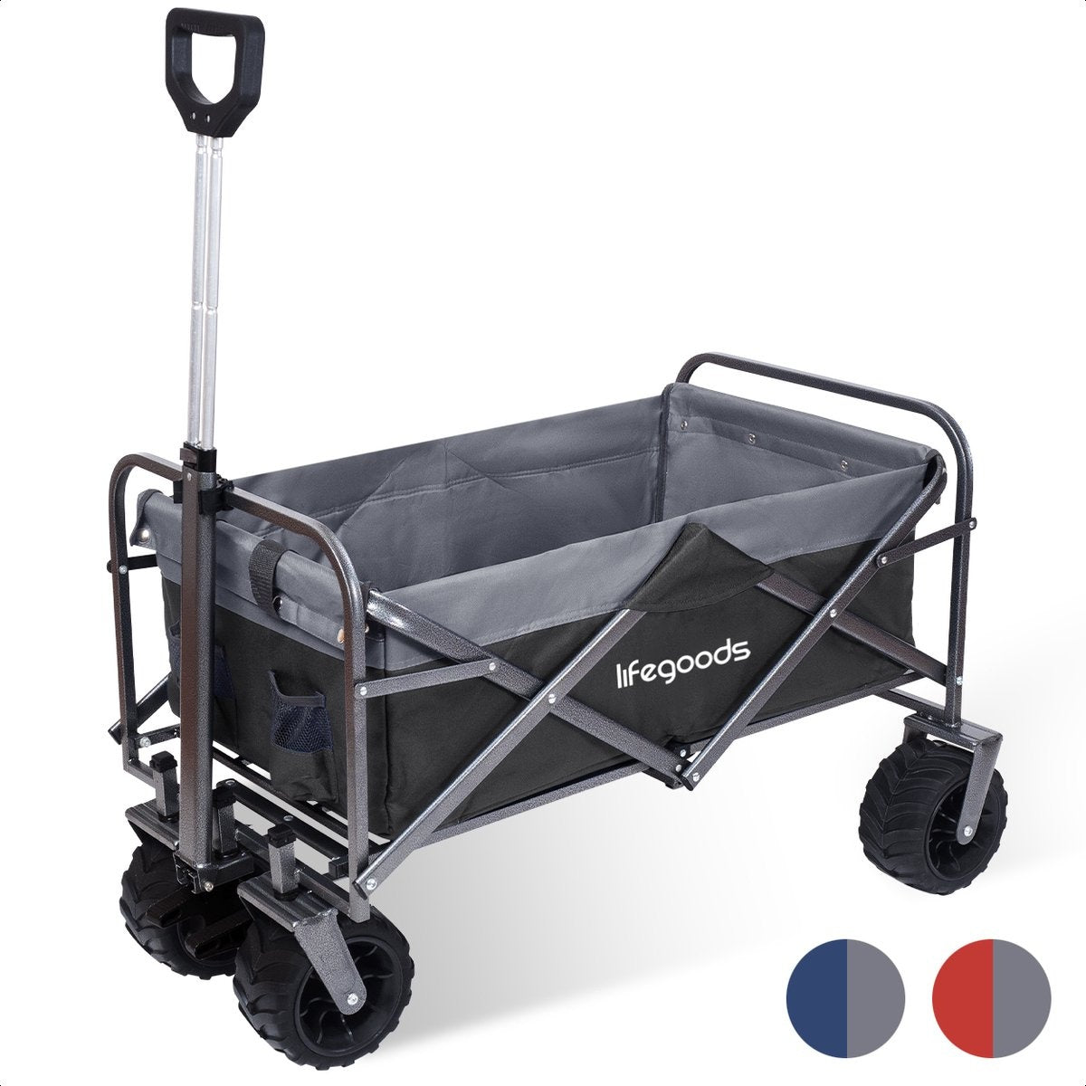 8720195253327 - Bollerwagen - faltbar - bis zu 80kg - 94L - waschbares Polyester - 98x45cm - Schwarz Grau