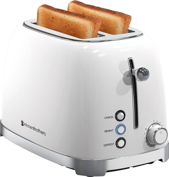 8720195253976 - Retro-Toaster - 6 Heizstufen - 2 extra breite Schlitze - 815W - Aufwärm- und Auftaufunktion - Weiß