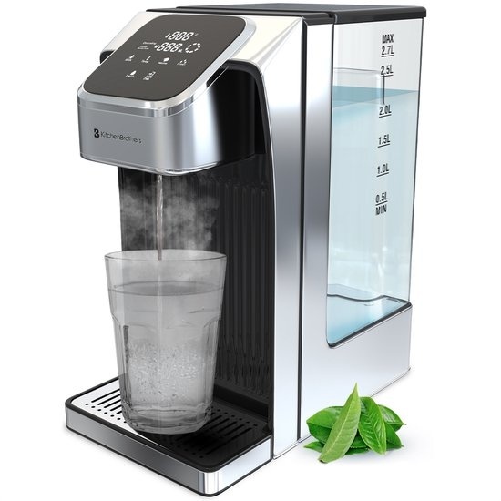 8720195254157 - Heißwasserspender - 27L - Touch Display - Heißwasserhahn - Milchfunktion - 2600W - Edelstahl Schwarz