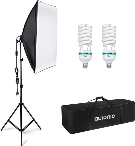 8720195254317 - Softbox Studioleuchte - Komplettset mit Tragetasche - 50x70 cm - Schwarz