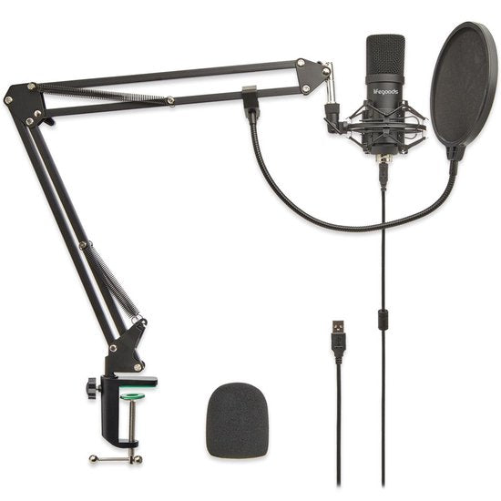 8720195254881 - Mikrofon für PC - mit Arm - Gaming-Mikrofon - Streaming - Kondensator - Rauschunterdrückung - Pop Cap - Pop Filter - Schwarz