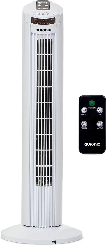 8720195255352 - Tower Fan - Standventilator mit Fernbedienung - Timer - 50W - 45dB - 74cm - Weiß