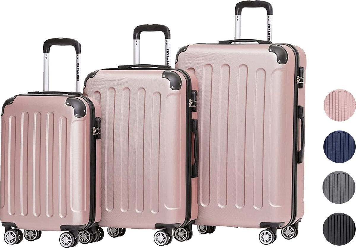 8720195255802 - Kofferset - 3 Stück - 38L (Handgepäck) + 70L + 110L - Rose Gold