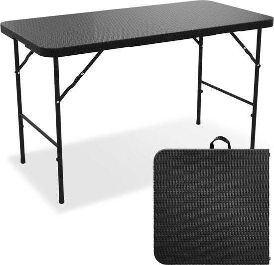 8720195255826 - Zusammenklappbarer Tisch - 120 cm - Campingtisch - 4 Personen - Klappbarer Tisch - Schwarz