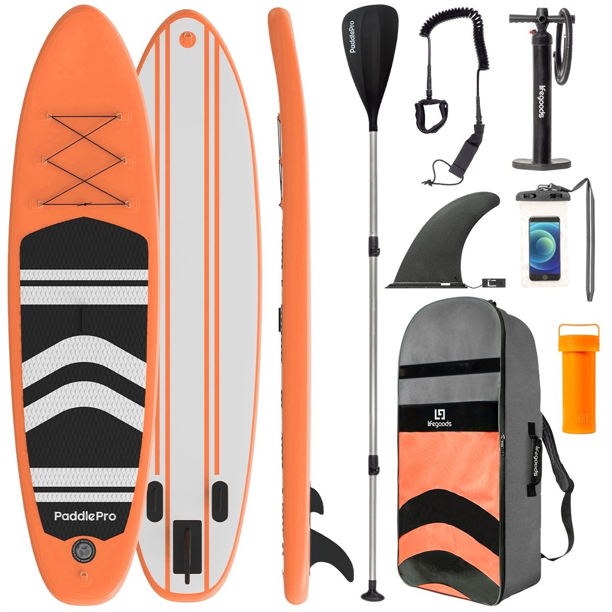 8720195256014 - SUP Board - Aufblasbares Paddle Board - Komplettset - Max 135KG - 320x81cm - Orange