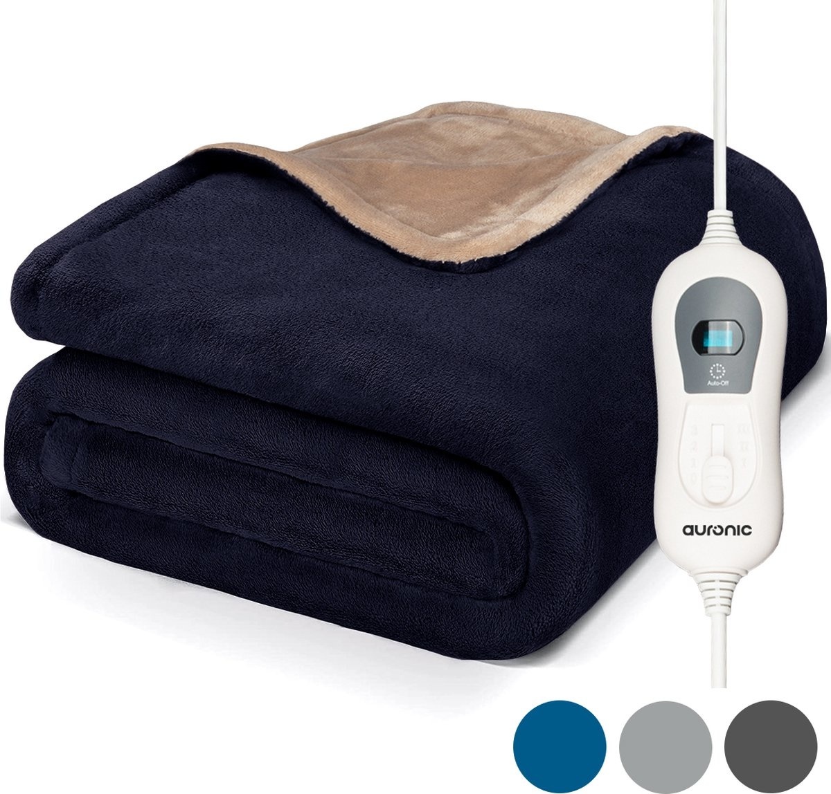 8720195256083 - Electric Heat Blanket - Überdecke - 2 Personen - 3 Stufen - Mit Timer - 200 x 180 cm - Blau