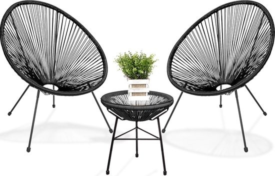 8720195256700 - Acapulco Bistro Set - Gartenstühle - Gartenset mit Beistelltisch - 3-teilig - Schwarz