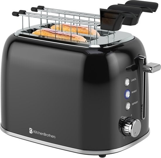 8720195258780 - Toaster mit Toasty Clamps - Toaster - 6 Heizstufen - Breite Schlitze - Toaster - Toasti Gerät - 870W - Schwarz