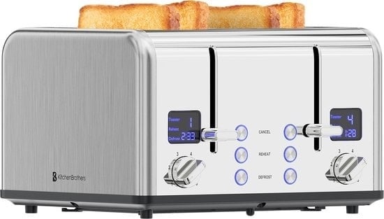 8720195258995 - Toaster - Toaster - 6 Heizstufen - 4 extra breite Schlitze - 1630W - Edelstahl Silber