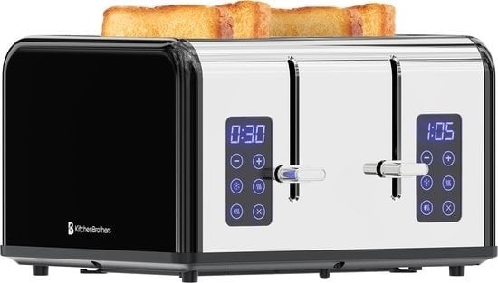 8720195259015 - Toaster - Toaster - 6 Heizstufen - 4 extra breite Schlitze - Touch-Display - 1630W - Edelstahl Schwarz