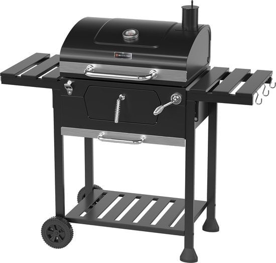 8720195259787 - Holzkohle BBQ - Smoker Barbecue - Verstellbarer Kohlerost - 42x57cm Grillfläche - Seitenwände - Schwarz