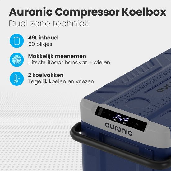 8720195259848 - Kompressor-Kühlbox Elektrisch 12V und 230 Volt - Gefrieren und Kühlen - Kühlbox mit Rädern - 49L - Blau