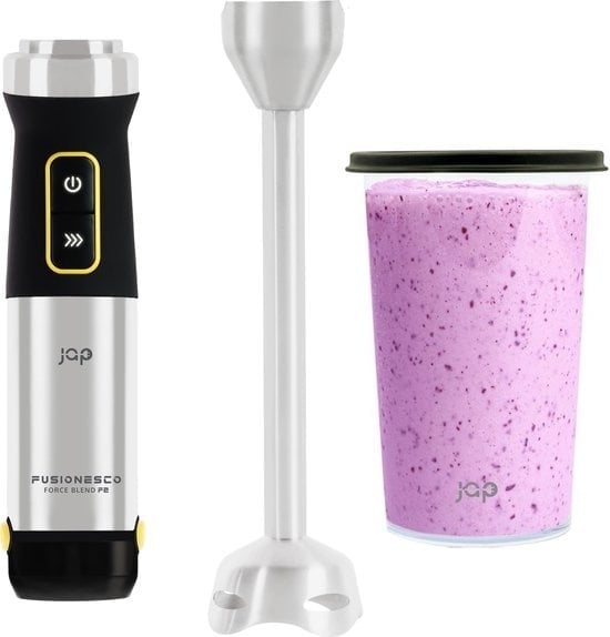 8720246589214 - JAP Appliances ForceBlend F1 - Stabmixer-Set (1200 W) mit Messbecher - 21 Geschwindigkeitsstufen - Für Suppen Fleisch Smoothies und Babysnacks - Schwarz RVS