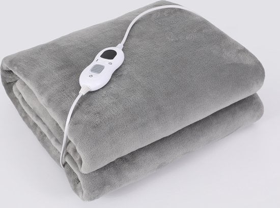 8720246589702 - Electric Blanket - Heizdecke Waschmaschinenfest - Timer - 160x130 cm - Kuscheldecke - 1 2 Person - Grau