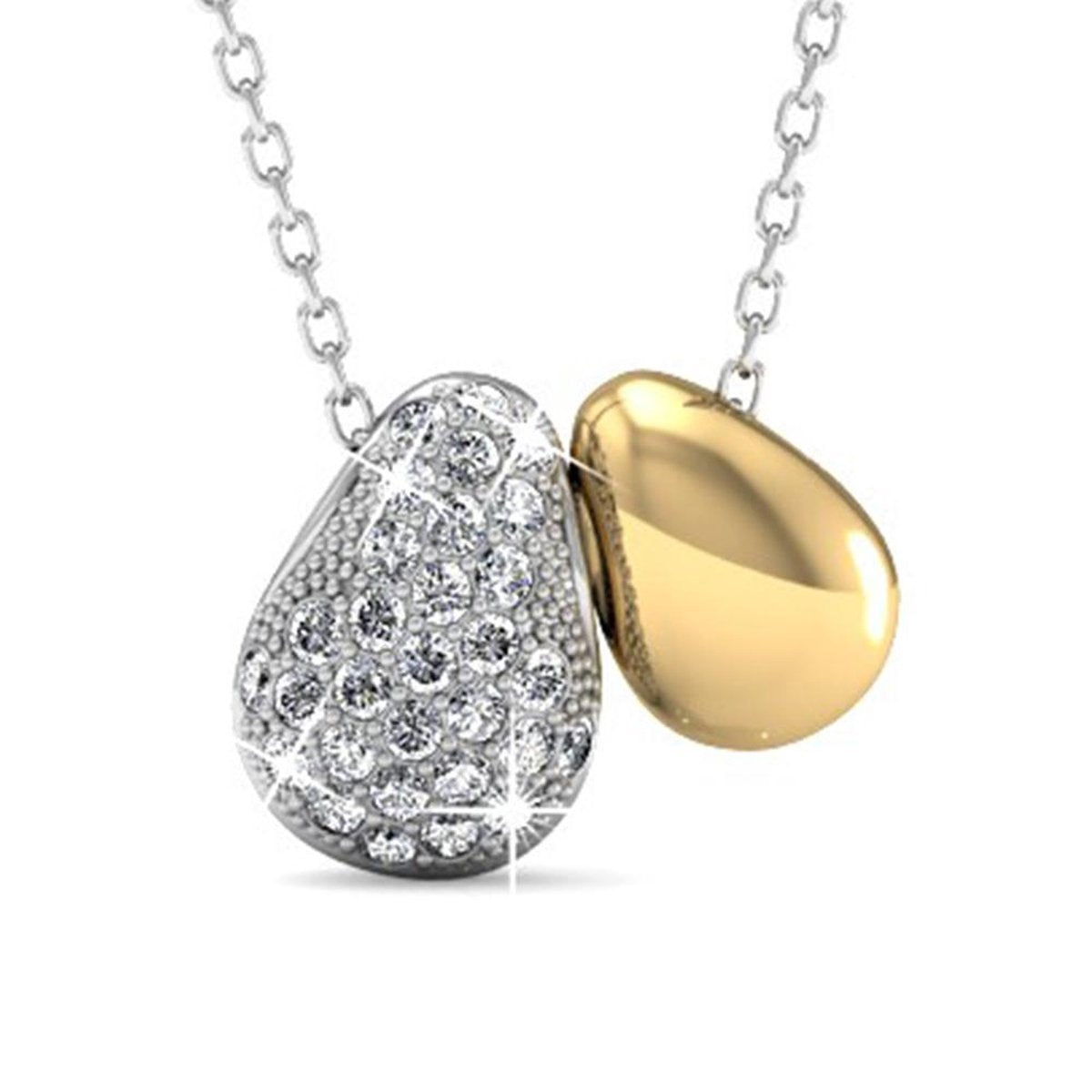 8720246680041 - Damenhalskette mit Anhänger - Kalpa Camaka Kristalle - Silber und Gold - 18K Weißgold und Gelbgold plattiert - Damenhalskette Silber Gold - Geschenkbox