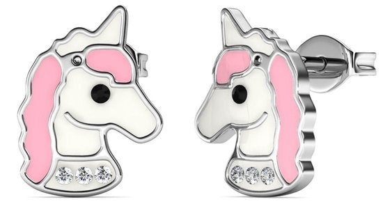 8720246681581 - Kinder Einhorn Ohrringe - Kalpa Camaka Kristalle - Rosa Silber - 18K Weißgold vergoldet - Kind - Mädchen Einhorn Ohrstecker Silber - Schmuck Kinder - Luxus Geschenkbox - Geschenkbox - Geschenkbox - Schöne Geschenkverpackung