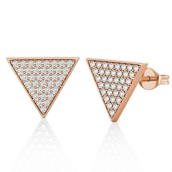 8720246682823 - Damen Ohrringe Triangle - Kalpa Camaka Kristalle - Farbe Rose - 18K Rose Gold plattiert - Damen Ohrstecker Rose Gold - Ohrstecker - Schmuck - Luxus Geschenkbox - Geschenkbox - Exklusive Geschenkbox - Geschenkverpackung