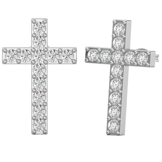 8720246682854 - Damen Ohrringe Kreuz - Kalpa Camaka Kristalle - Silber - 18K Weißgold vergoldet - Damen Ohrringe Silber - Schmuck - Luxus-Geschenk-Box - Geschenk-Box - Schöne Geschenk-Verpackung - Geschenk zum Muttertag