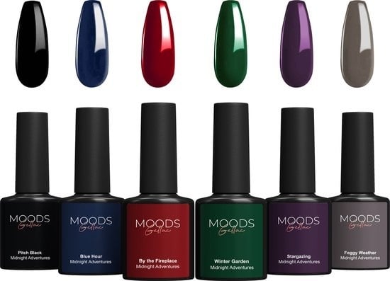 8720254311197 - Moods Gellac 6-teiliges Set - Gel-Nagellack - 8ML - Midnight Adventures - Gellac - Nägel - Gellac Starter Pack - Chic Colours