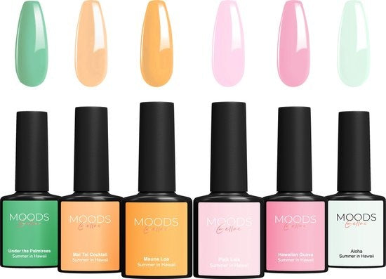 8720254311210 - Moods Gel Polish 6-teiliges Set - Gel-Nagellack - 8ML - Sommer auf Hawaii - Gellack - Nägel - Gel Polish Starter Pack - Pastellfarben