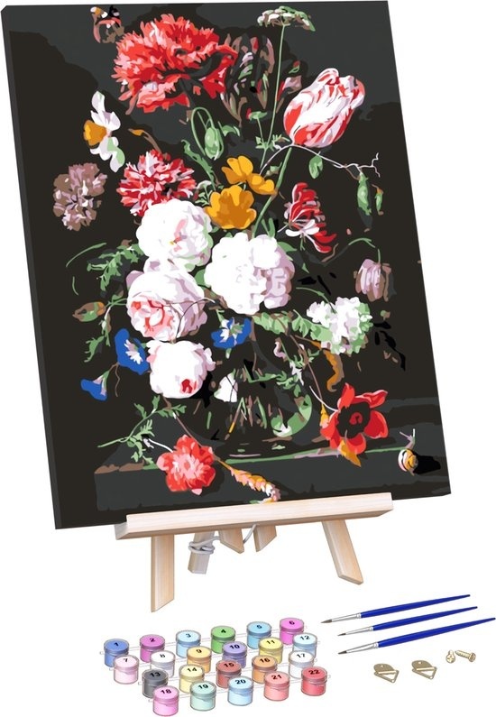 8720254311555 - RubyeÂ¬Ã† Malen nach Zahlen für Erwachsene â€šÃ„Ã¬ Blumen in der Vase â€šÃ„Ã¬ Mit Rahmen Staffelei und Pinseln â€šÃ„Ã¬ Leinwand - 40x50cm