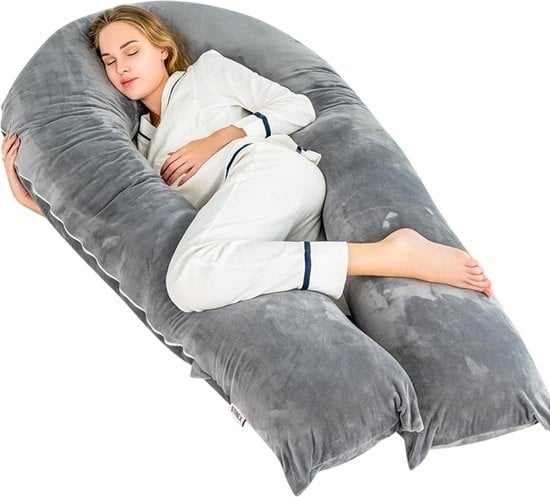 8720254661117 - Umstandskissen XXL - 280cm - Abnehmbarer Bezug - Seitenschläferkissen   Körperkissen   Body Pillow   Stillkopfkissen