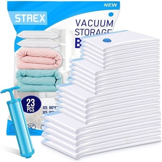 8720254661698 - Vacuum Bags Duvets & Clothes - 23 Stück   4 Größen - Reisebeutel   Vakuumbeutel - inkl Handpumpe