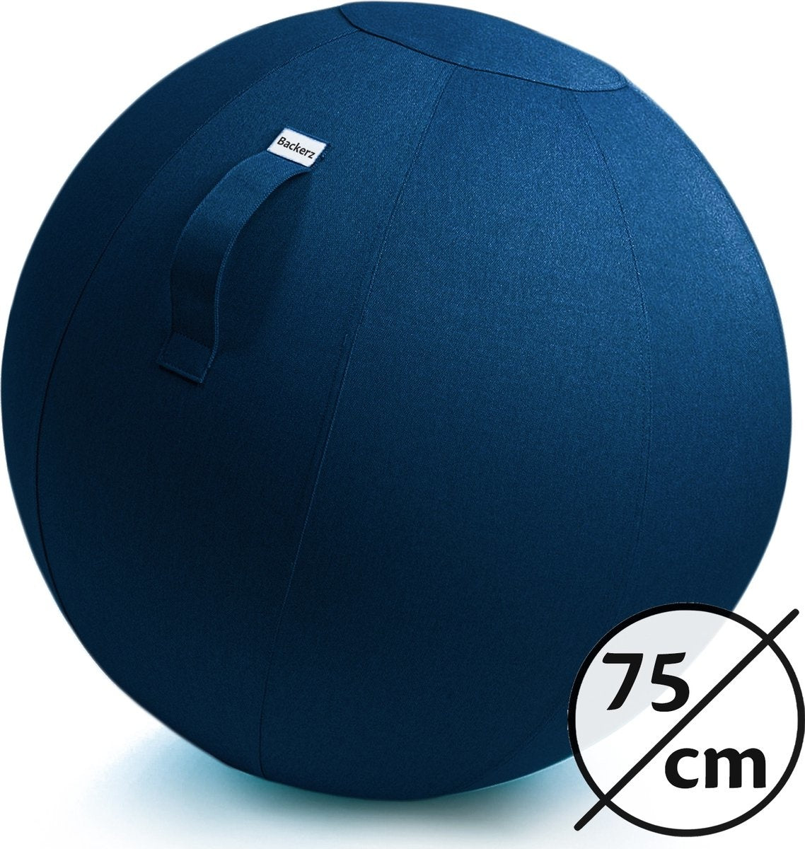 8720254700298 - Backerz® Sitzball Büro und Zuhause 75 CM - Luxus-Yoga-Ball - Sitzball mit Hülse - Ergonomischer Bürostuhl-Ball - Leinen Dunkelblau