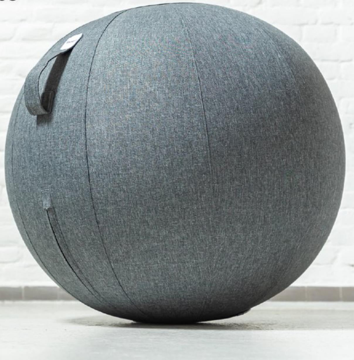 8720254700304 - Backerz® Sitzball Büro und Zuhause 75 CM - Luxus-Yogaball - Sitzball mit Hülle - Ergonomischer Bürostuhlball - Leinen Anthrazit