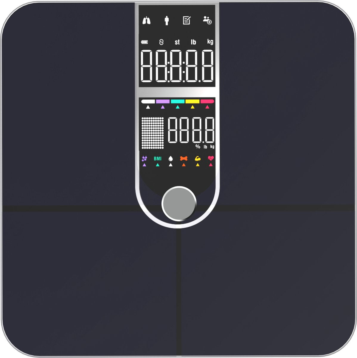 8720254778136 - Quantum Fit Waage Personenwaage Digital - Schwarz - Intelligente Waage mit 16-facher Körperanalyse inklusive Fettanteil - inkl App