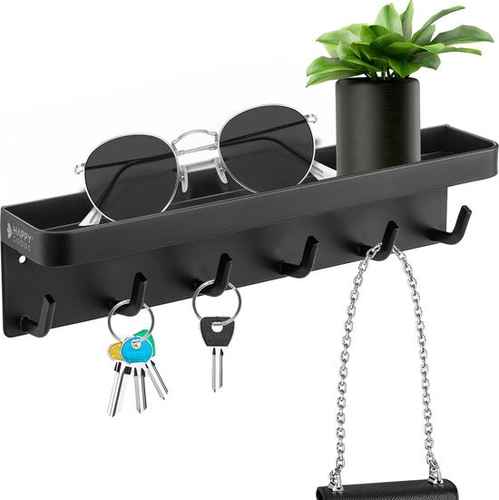 8720254782744 - - Schlüsselbrett - Schlüsselhalter - selbstklebend magnetisch und schraubbar - rostfreier Stahl - Schwarz