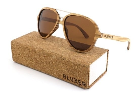 8720254801056 - Bluxer® Sonnenbrille - Hippe Holzsonnenbrille Polarisiert - UV400 Gläser - Olive Wood Laminated - Braune Gläser