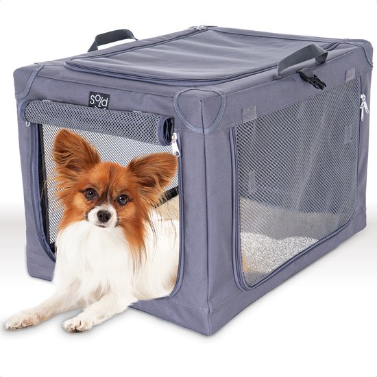 8720254933047 - Hundebank faltbar - Hundeautobank - Reisebank - Transportbox - Max Gewicht Hund 12 kg - Grau - 61x46x43 cm