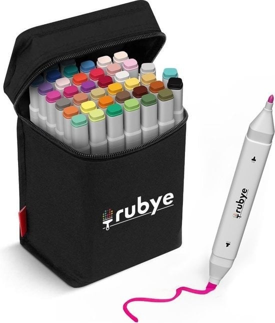 8720254936338 - Rubye¬Æ Marker - Dual-Tip Marker - Twinmarker - Alkoholmarker - Farbmarker - Marker für Erwachsene - Etui - 40 Stück