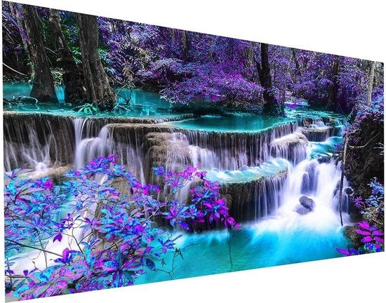 8720254936574 - RubyeÂ¬Ã† Diamond Painting Volwassenen - Diamond Painting Kinderen - Diamond Painting Pakket Volledig - Waterval - 90x40cm