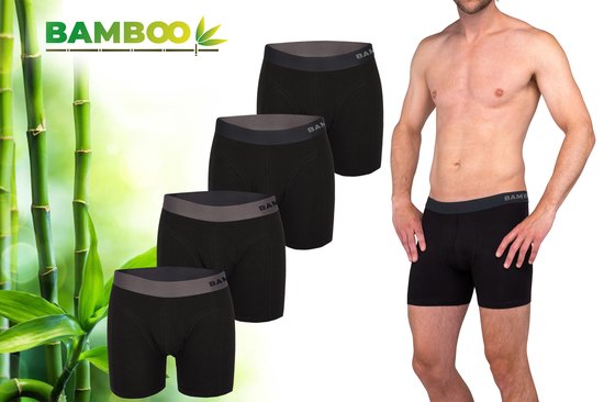 8720254980898 - - Boxershorts Männer - Bambus - 4 Stück - Schwarz - L - Unterwäsche Männer - Herrenunterwäsche - Boxer - Bambus Boxershorts für Männer