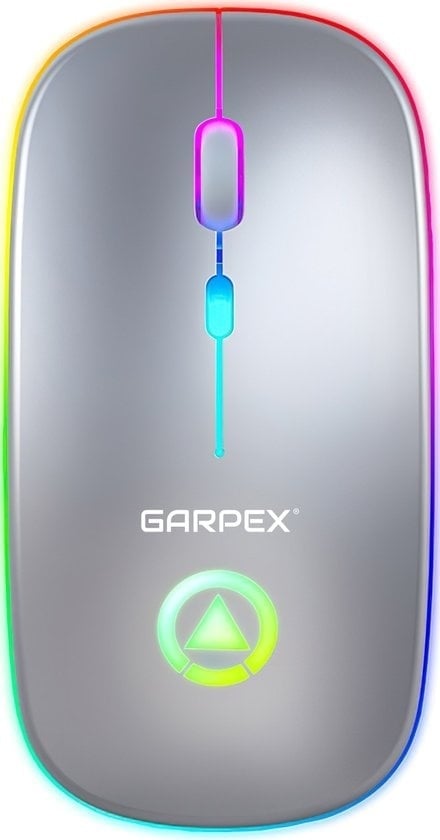 8720254992891 - Garpex® Silent Wireless Mouse - Gaming-Maus - Computer-Maus - Kabellose Maus - Mit LED-Beleuchtung - Wiederaufladbar - Farbe Silber