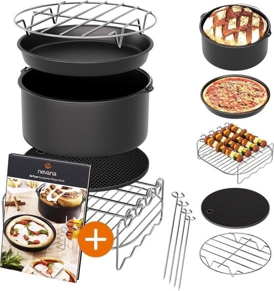 8720256041153 - Zubehörset für Heißluftfritteusen - Geeignet für Philips Airfryer XL und XXL ua - Inklusive Kochbuch - Ã˜ 20cm