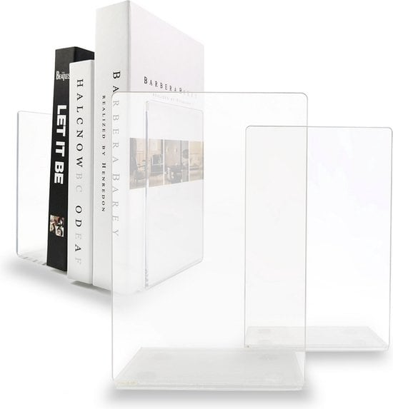 8720256041245 - Transparente Buchstütze Plexiglas - 2er Set - Buchständer - Buchhalter - Buchhalterin